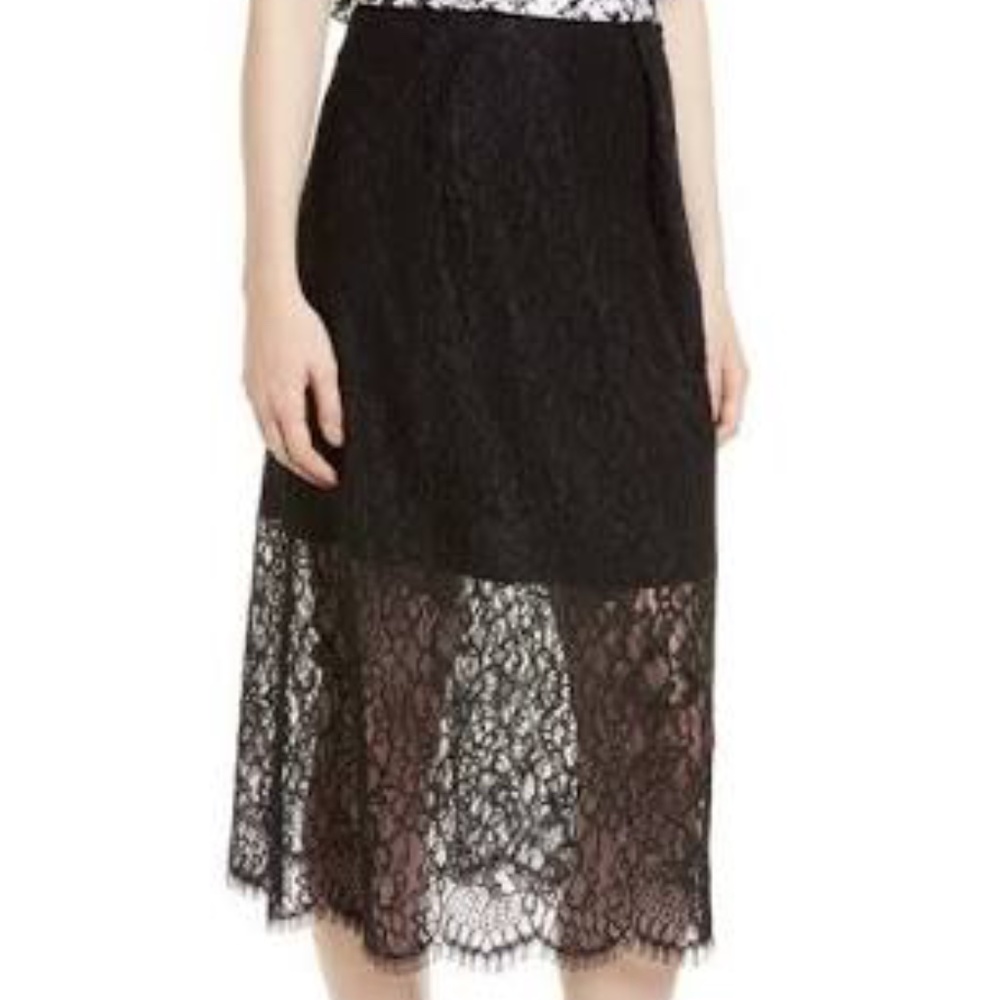 Lewit black lace midi skirt size 10